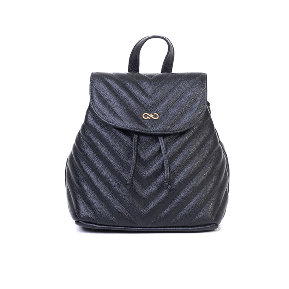 Mochila Em Couro Preta